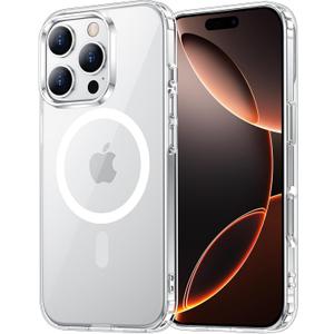 2 x Temdan for iPhone 16 Pro Max Case Clear, Compatible with Magsafe, Anti-Yellowing, Military-Grade Protection, Shockproof Slim Magnetic Phone Case Cover, Transparent