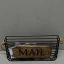 SRIWATANA Mail Organizer Wall Mount, Rustic Mail Holder Key Holder for Wall with Hooks, Small Size, Carbonized Black