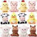 12 Pcs Mini Farm Stuffed Animals Bulk 4 Inch Farm Plush Toys Animals Plush Cow Horse Duck Chick Pig Sheep for Wedding Birthday Baby Shower Classroom Student Awards Graduation Party Favors