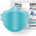 BNX 20-Pack KN95 Face Masks, Disposable Particulate KN95 Mask Made in USA, Tri-Fold Cup/Fish Style