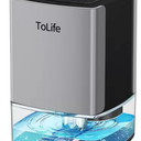 ToLife Dehumidifiers for Home 30 OZ Water Tank with Auto-Off 500 sq.ft Portable Small Dehumidifier for Bathroom Bedroom RV Closet Room 7 Colors LED Light, Silver