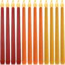 CHENGU 12 Pcs LED Taper Candles Flameless Battery Dripless Dinner Candles for Thanksgiving Day, Weddings, Church, Hanukkah, Christmas, Autumn, New Year Celebration(Red, Orange, Yellow,Taper)