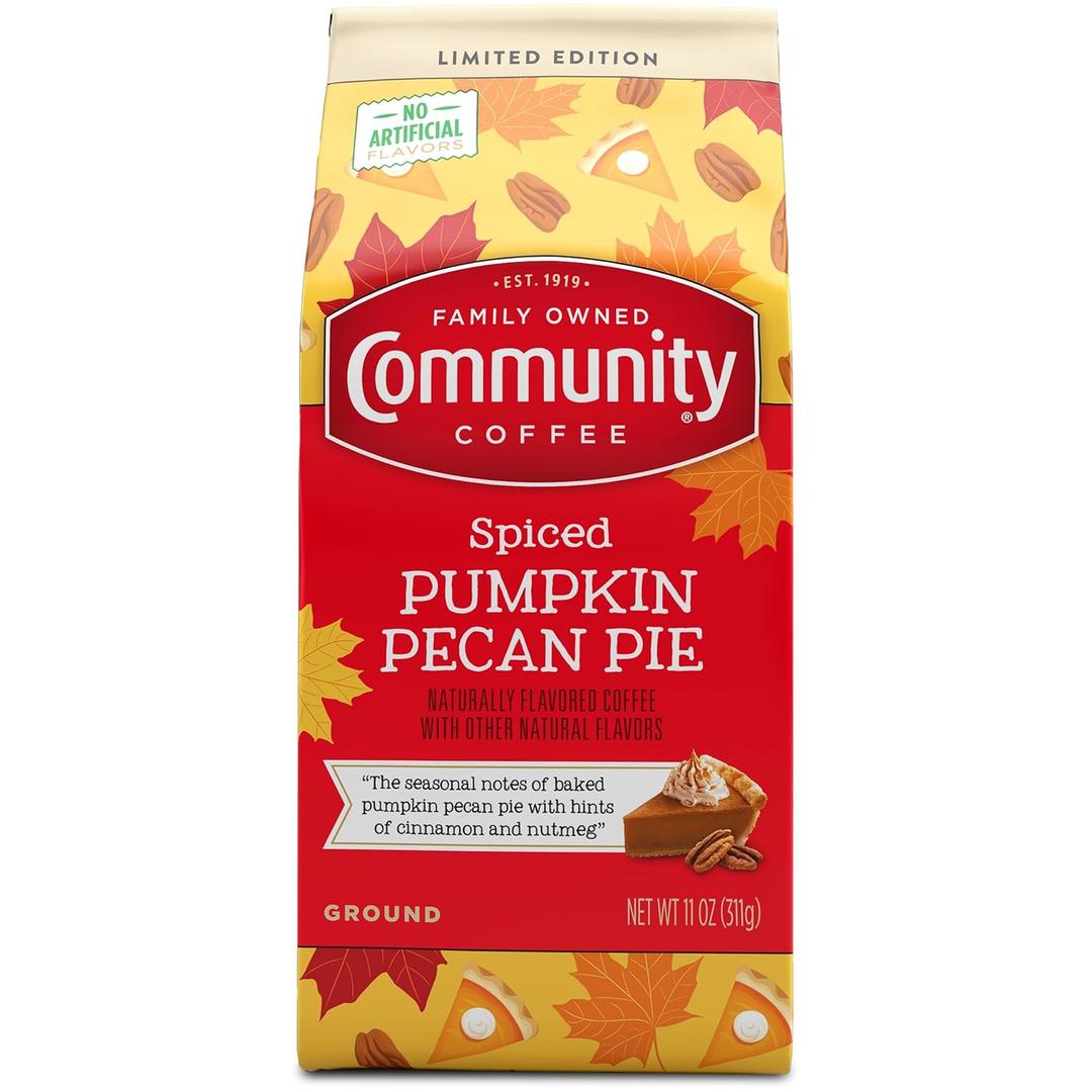 2 x Community Coffee Spiced Pumpkin Pecan Pie Flavored Ground Coffee, Limited Edition, Medium Roast, 11 oz Bag (Pack of 1) (EXP 03/25/26)