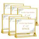 PPH-Sisy Clear Acrylic Sign Holder 6x 4 Horizontal Double Sided Gold Frame Display Stand Table Flyer Holder for Wedding Table Number Menu Holder (6pcs)