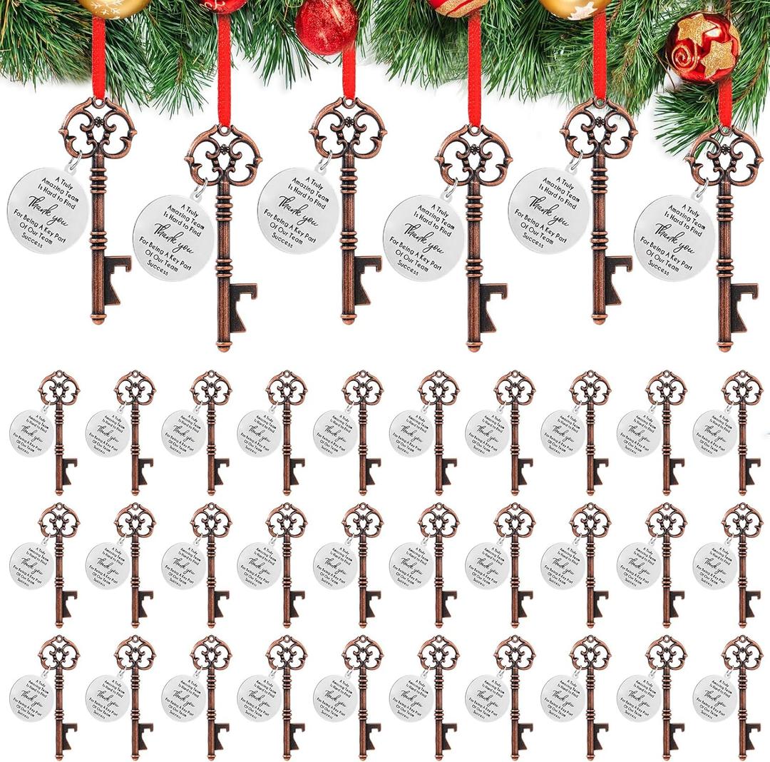 Tondiamo 36 Pcs Employee Appreciation Gifts Keychain Bulk Thank You Team Building Key Bottle Opener Inspirational Ornaments for Coworkers Staff Office