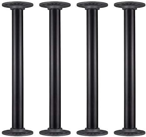 MUZIK 4 Pack Industrial Pipe Table Leg Set, Iron Base Legs for Coffee & End Tables, Desks, Nightstand - Custom Vintage Tables and Furniture Decorations (14 × 1 inch)