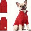 Dog Sweater, Warm Dog Winter Coat w/Sleeves, Comfortable High Neck Premium Dog Clothes for Bulldog-Best for Holidays, Daily Walks Large Red 