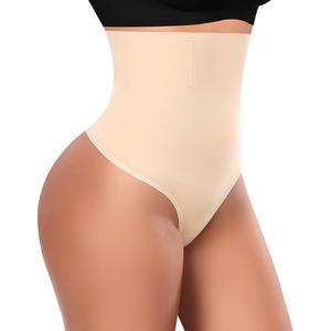 Werena Thong Shapewear Tummy Control Shaper Underwear for Women Seamless Compression Thong Panties Slimming Girdle(02# High Waisted Beige(slimmming),X-Large)