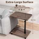 Large C-Shaped End Table, Swivel TV Tray, Couch Side Table Wood