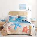weigelia Coastal Quilt Set King Size 3 Piece Lightweight Beach Themed Bedding, Soft & Breathable Polyester Coverlet, All Season Quilts & Bedspread for Bedroom Dcor