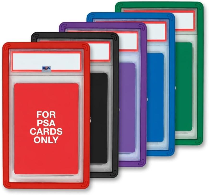 5-Pack PSA Slab Bumpers - Hard TPU Stackable Colored Guards with Precision Fit for Graded Cards (Red, Black, Purple, Blue, Green)
