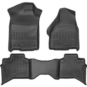 Husky Liners Weatherbeater Series | Front & 2nd Seat Floor Liners - Black | 99011 | Fits 2009-2018 Dodge Ram 1500 Quad Cab, 2019-2022 Ram 1500 Classic Quad Cab 3 Pcs