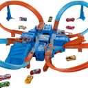 Hot Wheels DTN42 Action Criss Cross Crash Trackset, Motorised Auto Looping Playset with Parking Spaces Includes 1x Toy Car, for Children Aged 6+