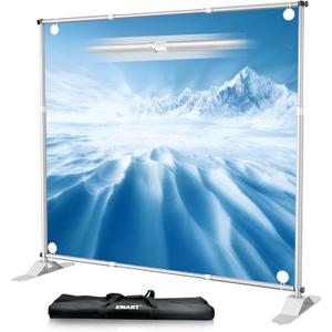 EMART 10x10 ft Heavy Duty Banner Backdrop Stand Kit, Adjustable Frame for Step and Repeat Backdrops, Ideal for Photography, Trade Shows, and Photo Booths, Sliver
