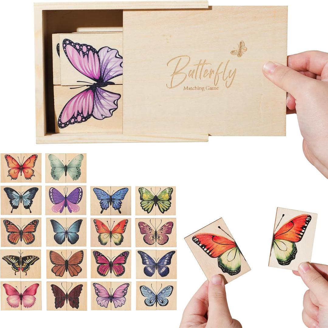 Wooden Puzzles for Toddlers Toddler Puzzles  Montessori Animal Toy Puzzle for Toddlers 3-5 Year Old  Wood Toy Learning Realistic Animals for Boy and Girl (Butterfly)
