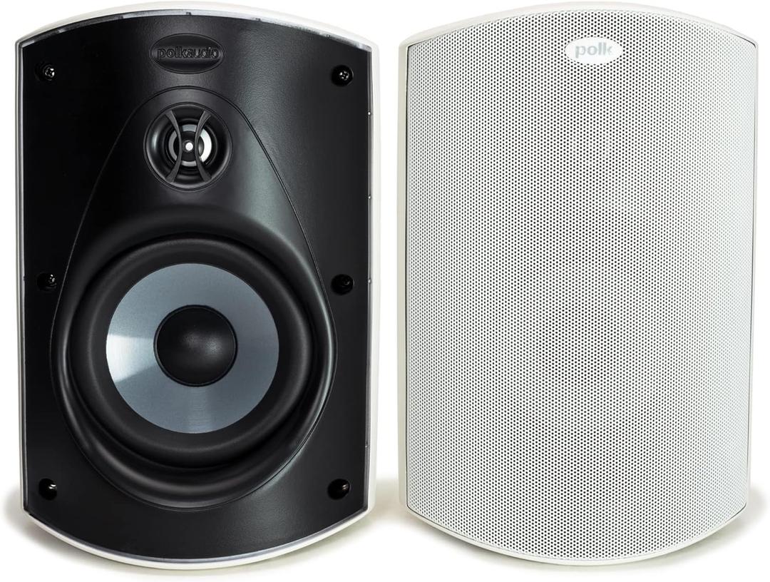 Polk Audio Atrium 6 Outdoor Speakers with Powerful Bass (Pair, White), All-Weather Durability, Broad Sound Coverage, Speed-Lock Mounting System