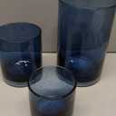 ARIAMOTION Blue Candle Holder for Pillar Tealights Modern Bubbles Glass Hurricane Cylinder Vases Table Centerpieces Indoor and Outdoor Use Dining Table Coffee Bar 8" 5" 3.5" Height Set 3