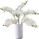 ATFL 6 Pack White Orchid Artificial Flowers Real Touch, 23'' Artificial Fake Faux Silk Orchid Stem Bouquets for Wedding Party Home Garden Decor,Orquideas Artificiales para Decora (6, White)