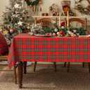 Softalker Christmas Checkered Tablecloth for 8 Foot Rectangle Table - Red Buffalo Plaid Linen Cotton Gingham Xmas Table Cloth, Winter Farmhouse Table Decoration for Dining Party Holiday, 54 x 120 Inch