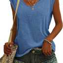 AUSELILY Womens Cap Sleeve T-Shirt Casual Loose Fit Tank Tops
(Blue,S)
