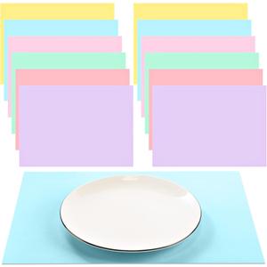 Fullhawl 120 Pcs Pastel Paper Placemats, Disposable Rectangular Table Setting Mats for Easter, Spring Tea Party & Gender Neutral Baby Shower Decor, 10 x 14 Inch