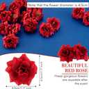 Syhood 100 Pieces Artificial Roses Head 1.77 in Rose Small Silk Fake Floral for Wedding Wall Garland Bouquet Derby Crafts Decorations(Red)