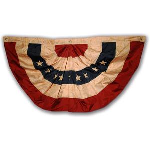 Morigins 48x25 Inch Tea Stained Antique US American Flag Bunting Half Fan Fully Pleated Banners