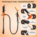 Electric Fuel Transfer Pump 2.8 GPM, Portable Battery Powered Hand Fuel Pump with Adjustable for Vehicles, Boats, Lawn Equipment, Emergency & Home Use - Orange Red