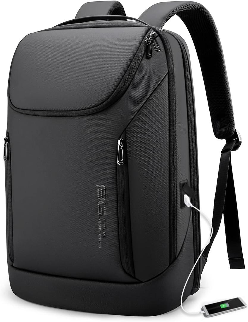 BANGE Business Smart Backpack Waterproof fit 15.6 Inch Laptop Backpack with USB Charging Port,Travel Durable Backpack (Large, Black)