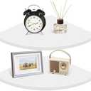 Homode Corner Wall Shelf, 12 in Wide Rounded Corner Shelf Floating, Set of 2 Wooden Hanging Corner Shelves with Wire Hole for Bathroom Living Room Office, White