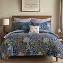 Levtex Home English Forest Navy Reversible Full/Queen Comforter Set (90x94in) with 2 Pillowcases (26x20in) - Floral Bedding - Navy, Green - Rayon Full/Queen Size Comforter Set - Soft, Pre-Washed
