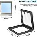 Skylight Window for House Roof, Tempered Glass Roof Hatch, Sloped Flat Roof Window for Attic and Sun Room (23.6 x 23.6 in)