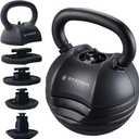 BYZOOM FITNESS Pure Series Adjustable Kettlebell 30/40/50LB - 5-IN-1 Weight Change, Patented Quick-Change Machenism, Ergonomic Curved Handle for Home Gym, Strength Training, HIIT, White OR Black