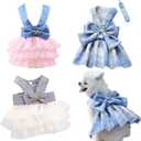 Dog Dress Puppy Dresses Summer Cute Soft Cat Clothes Blue Small Dogs Harness Tutu Dresses, S