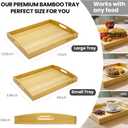 Set of 2 Bamboo Serving Trays with Handles, Wooden Breakfast Trays