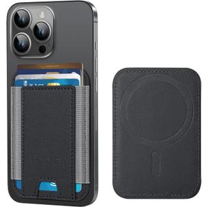 HiWe for MagSafe Wallet, Strongest Magnetic Wallet for iPhone 17/16/15/14/13/12 Series, 7 Cards Holder, Leather Minimalist Slim RFID, 1 Slot, Black & Grey