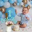 Light Blue 1st Glitter Birthday Centerpiece Sticks 12PCS Number 1 Table Topper One Centerpieces for Tables Anniversary Party Decorations First Birthday Party Supplies