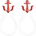 2Pcs White Nautical Rope Toilet Paper Holder Wall-Mounted Towel Ring Nautical Toilet Paper Holder with Metal Hooks Coastal Towel Rack Natural Antique Rope(Red+Red)