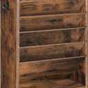 Wall File Organizer, 6-Tier Vertical Mount Hanging Holder with 2 Side Hooks, Vintage Wooden Magazine Storage Crate with Bottom Flat Tray, Desk Organizer, for Office, Home, Rustic Brown MWJ01FG