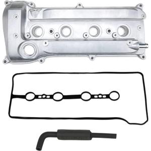 MITZONE Engine Valve Cover with PCV Hose & Gasket Compatible with 2001-2015 Toyota Camry Corolla RAV4 Highlander Solara Matrix Scion tC xB 2.4L Replace 11201-28014 11201-28033 (White(Upgrade Aluminum))