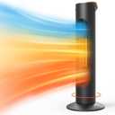 2-1 Electric Space Heaters For Indoor Use, 25" Tower Heater And Fan Combo, 70Oscillating, 3S Instant Heating,1500W, 3 Heating & Fan Modes, Electric Portable Heater For BedroomOfficeHome, Dark Black