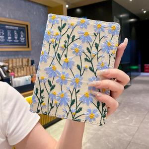 Embroidered Blue Daisy Flower Magnetic Case for 7" Kindle Paperwhite (12th Generation-2024) and Kindle Colorsoft Signature Edition 2024 KPW6