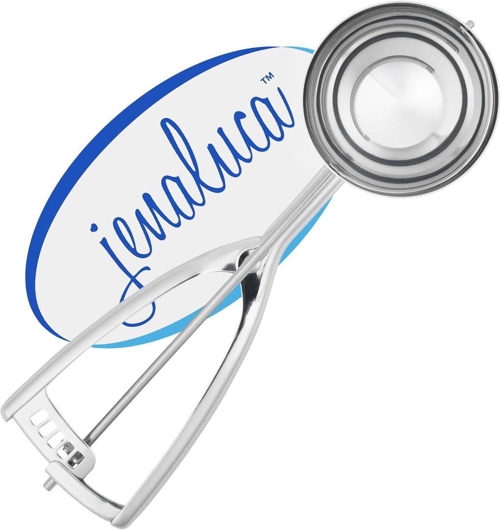 Jenaluca Jumbo Ice Cream Scoop - Cupcake and Muffin Scooper - 1/2 Cup Disher Size #8 scooper for icecream, batter & food portions