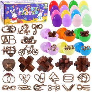 24pcs Easter Egg Fillers with Brain Teaser Puzzles Toys, Easter Basket Stuffers for Teens, Egg Fillers for Teens Adults Kids, Easter Eggs Hunt Games for Party Favors, Gifts for Kids,Boys and Girls