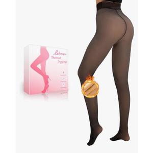HONGTEYA Fleece Lined Tights Women Winter Thermal Leggings Pantyhose Fake Translucent Thick Warm Sheer Tights L