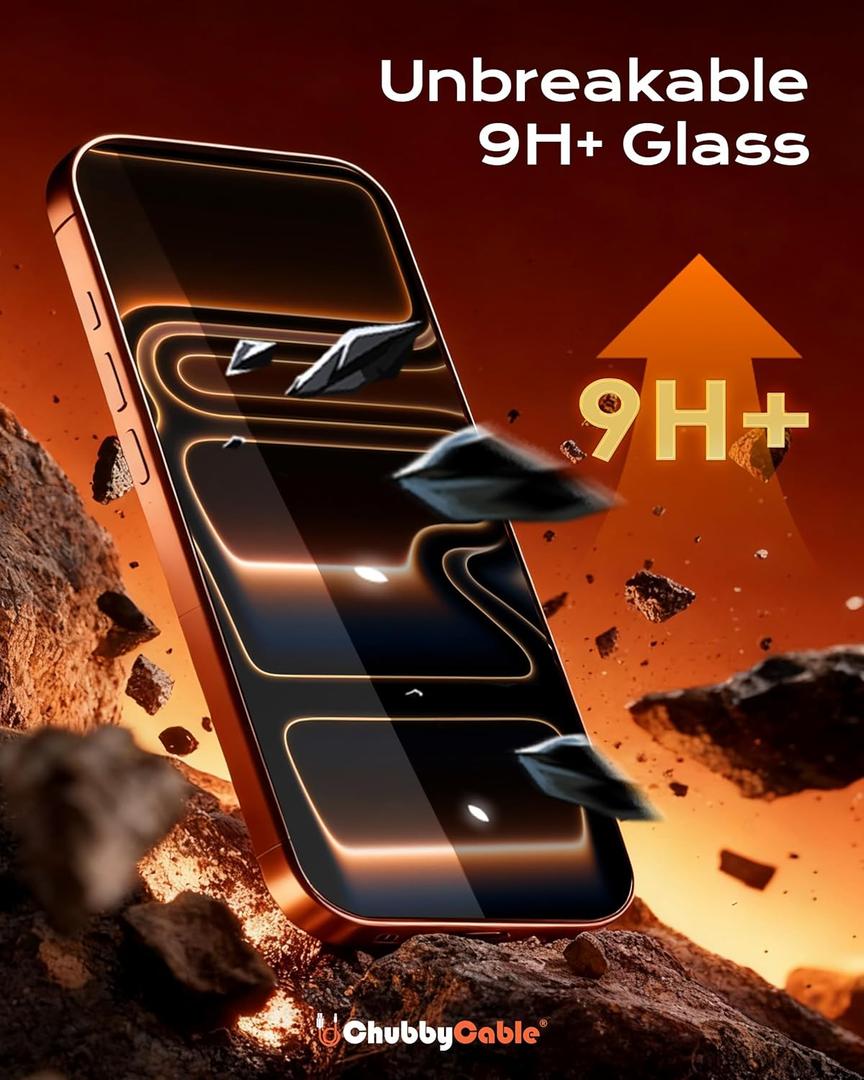 chubbycable 1PCS ChubbyShield Ultra for iPhone 17 Pro Max HD Tempered Glass Screen Protector, Ultra-easy Install Box, Auto Dust-Elimination & Bubble Free