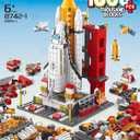 1000Pcs Space Exploration Shuttle Toys with Launch Control Center, 6-in-1 STEM Aerospace Building Kit Toy with Heavy Transport Rocket and Launcher Best Gifts for 6-12 Year Old Boys