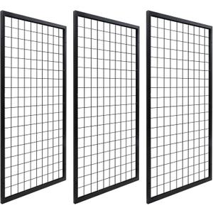 3 Packs Grid Wall Panels, Metal Black Wire Grid Panel, Gridwall Display Rack, Heavy Duty Gridwall Panels for Retail Display