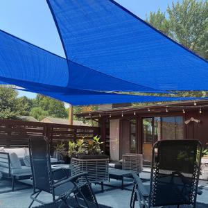 LOVE STORY 20' x 20' x 20' Triangle Blue Sun Shade Sail Canopy UV Block for Outdoor Patio Garden Backyard
