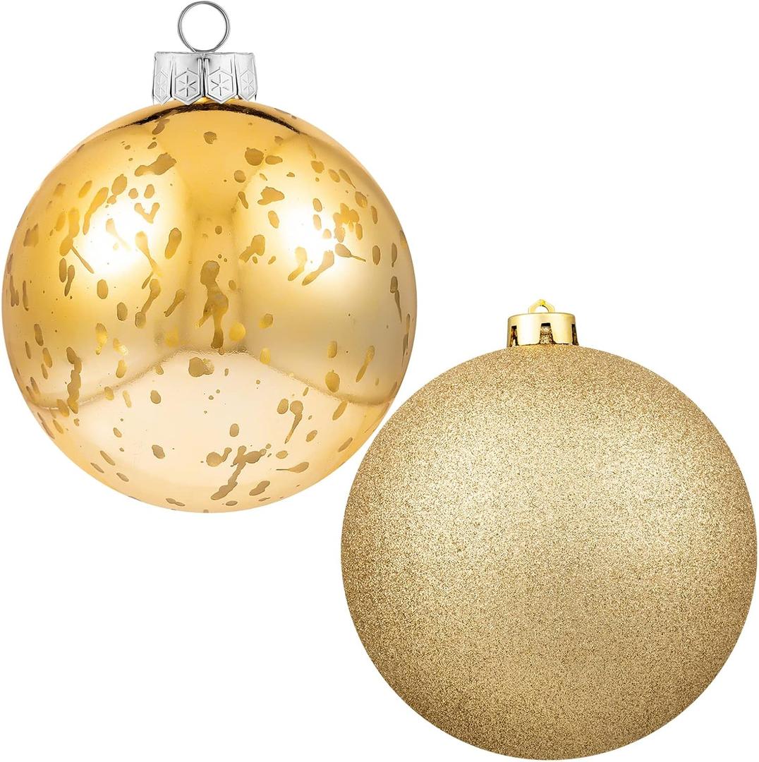 XmasExp 6in Large Christmas Ornaments Christmas Ball Ornaments Giant Tree Decoration Shatterproof Decorative Hanging Balls for Holiday Party Decor (Gold, 2pcs)